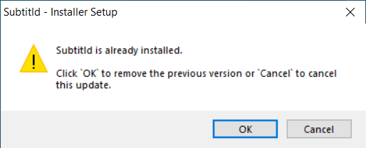 Dialog asking if the user want to uninstall the previous version