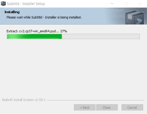First screen of the installer